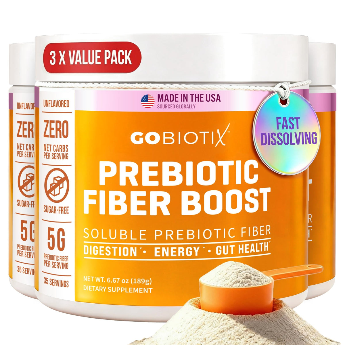 GOBIOTIX Fiber Supplement - Prebiotic Soluble Fiber Powder
