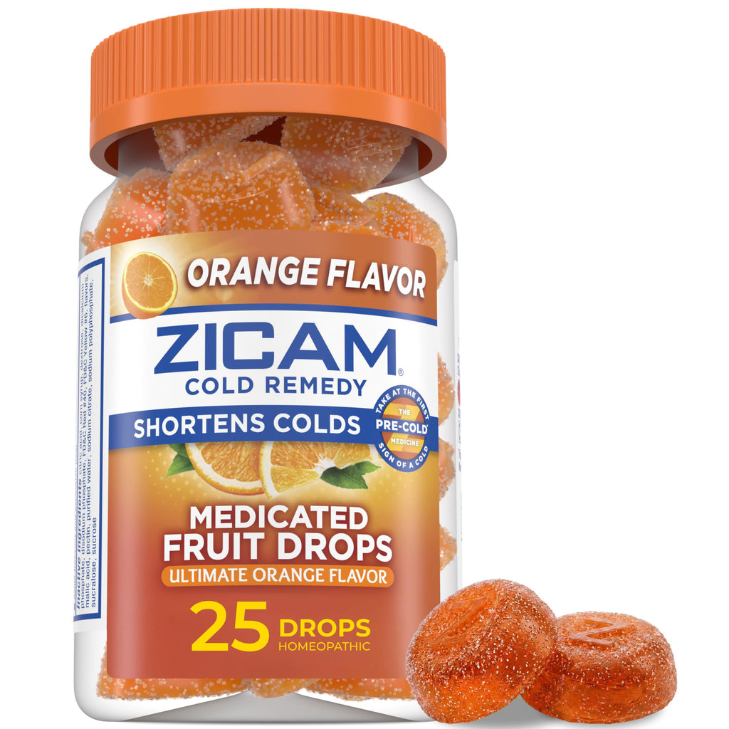 Zicam Cold Remedy Zinc Medicated Fruit Drops Orange - 25 Count