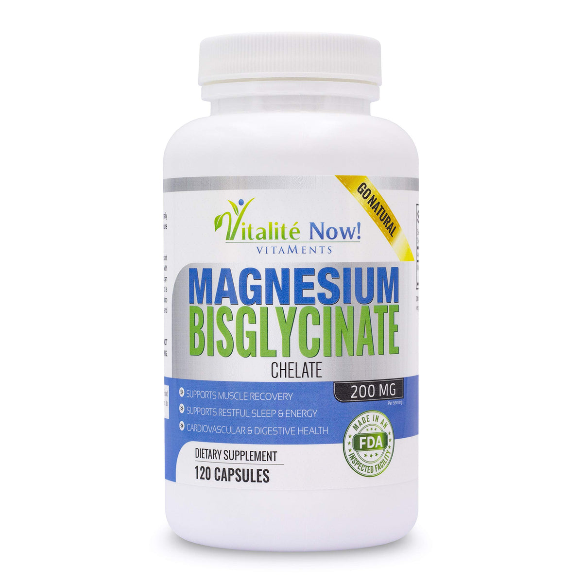 Vitalité Now! Magnesium Bisglycinate 200mg - 120 Capsules