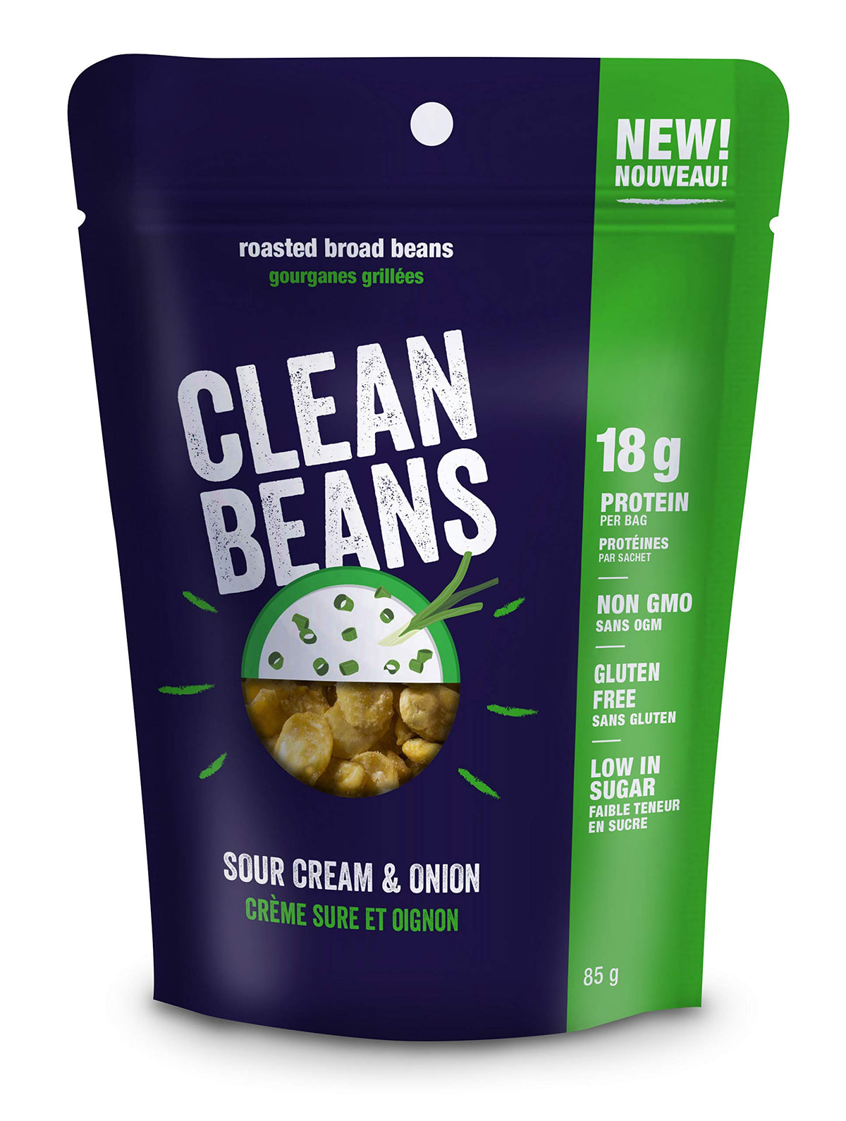 NutraPhase Clean Beans Roasted Broad Bean Snack Sour Cream & Onion - 6 Count - image 2
