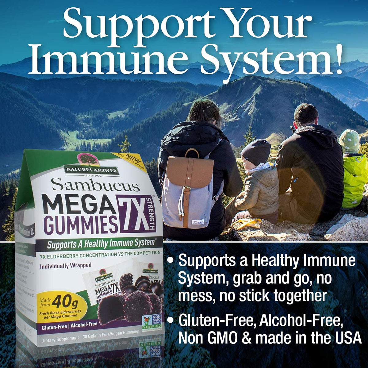 Nature's Answer Sambucus Mega Gummies Elderberry - 30 Gummies - image 3