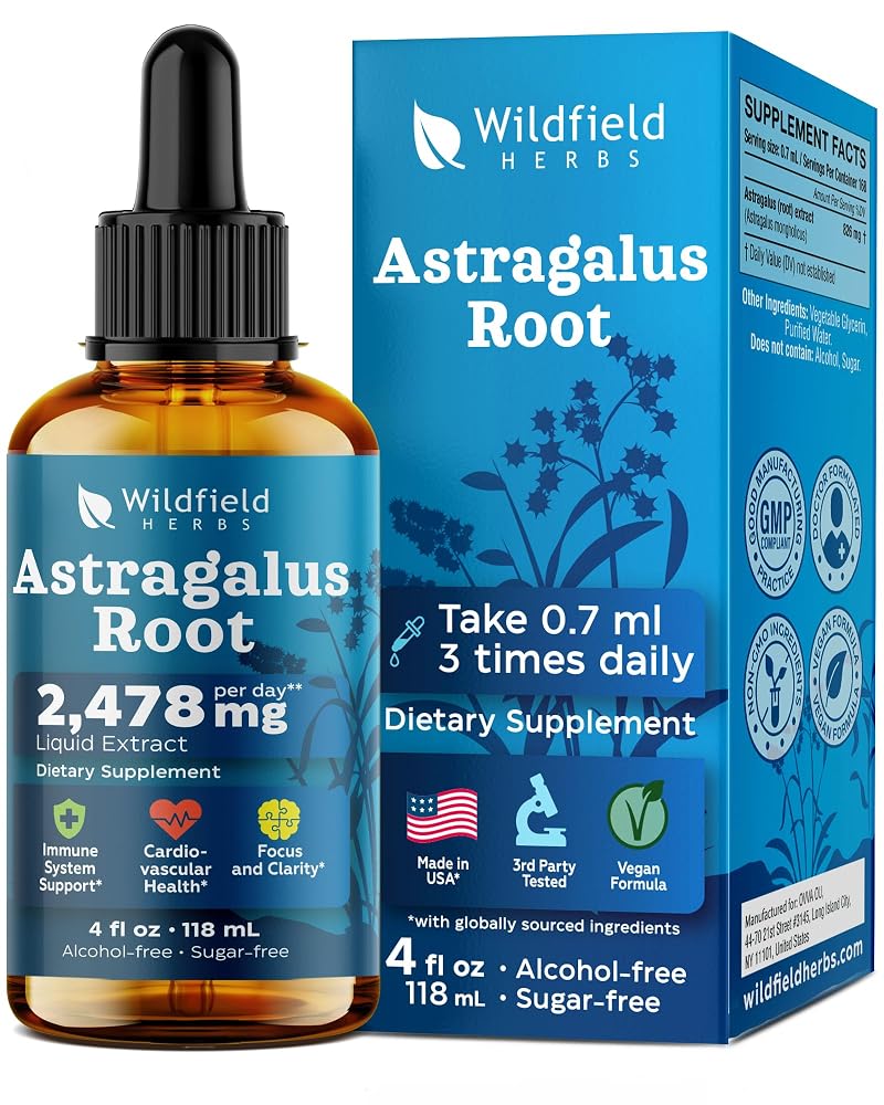 4 Oz Astragalus Root Extract Liquid Drops - Immune System & Natural Defense Support** | 2 Month Supply | - Made in USA - Astragalus Root Supplement - Alcohol & Sugar Free