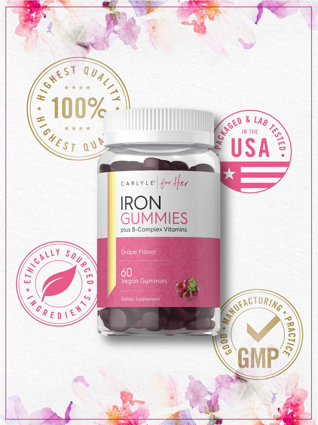 Carlyle Iron Gummies with Vitamin B Complex - 60 Count - image 6