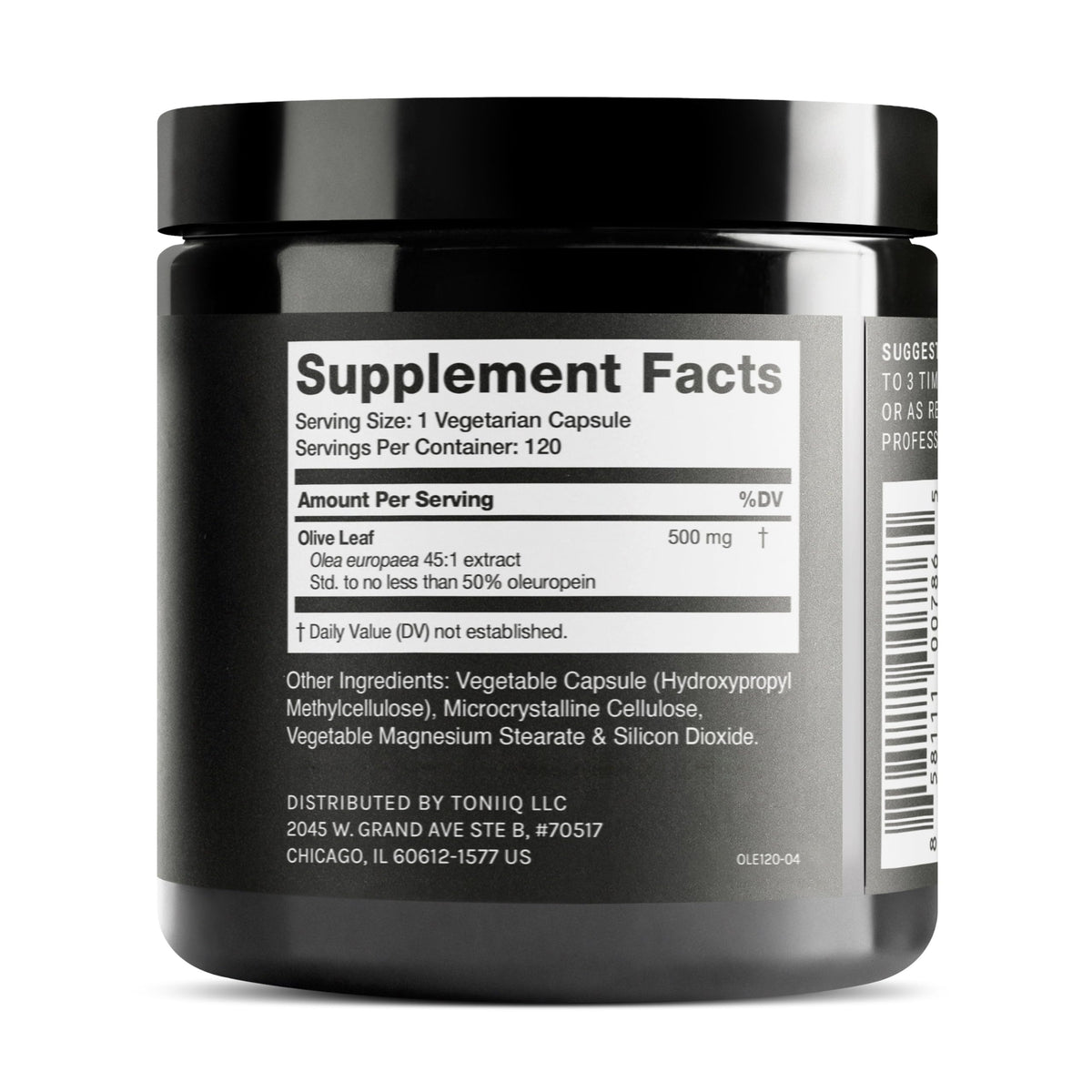 Toniiq Olive Leaf Extract 45:1 High Potency 500mg - 120 Capsules - image 2