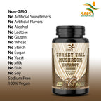 SMSHEALTHPRODUCTS Turkey Tail Mushroom 50% Extract - 60 Vegetarian Capsules - image 5