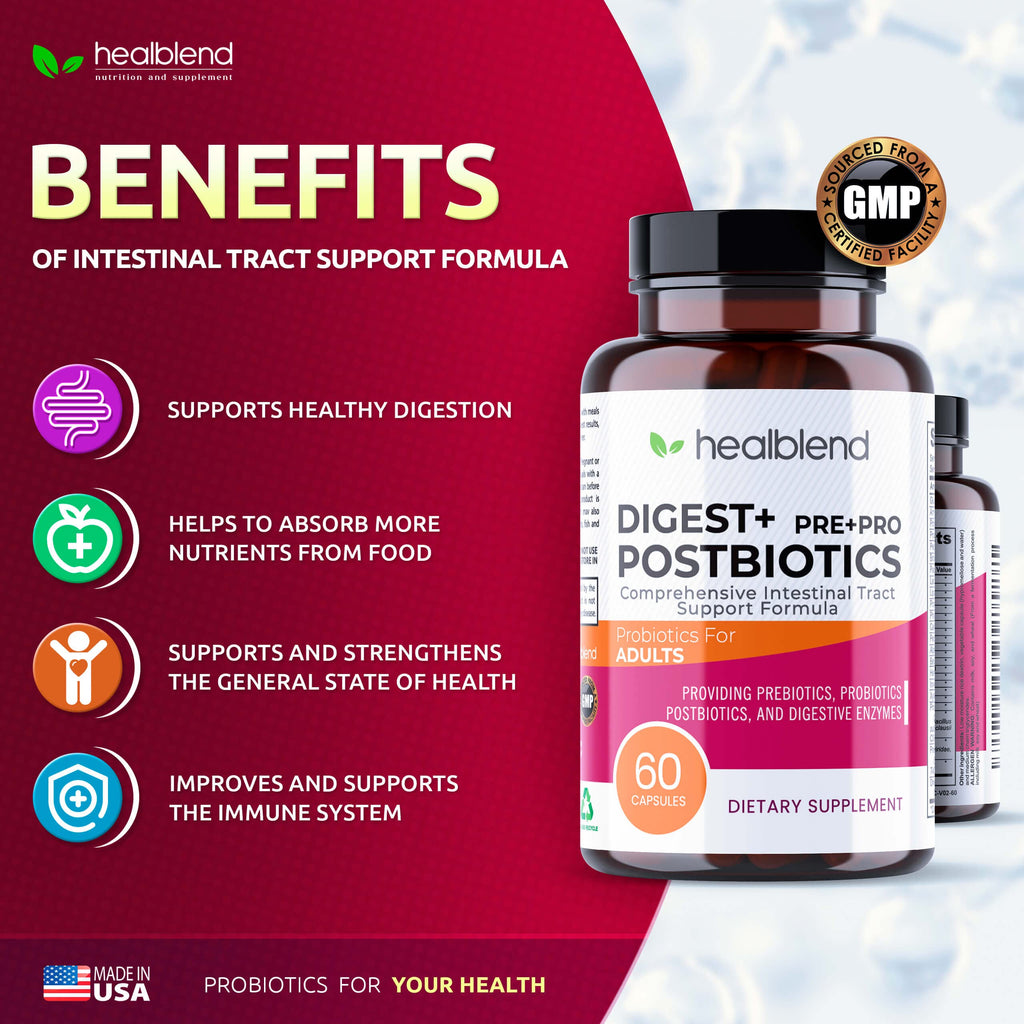 Healblend Digest + Postbiotics Multi-Enzyme Supplement - 60 Vegetarian Capsules - image 4
