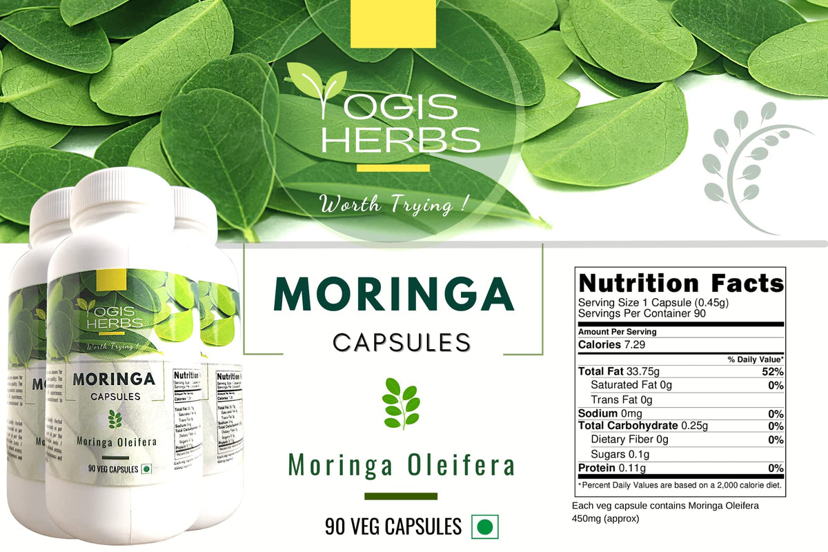YOGIS HERBS Moringa Oleifera Vegetarian Capsules - 90 Capsules - image 3