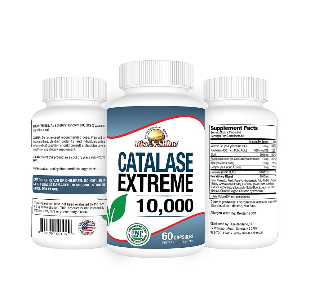 Rise-N-Shine Catalase Extreme 10,000 with Saw Palmetto - 60 Capsules - image 2