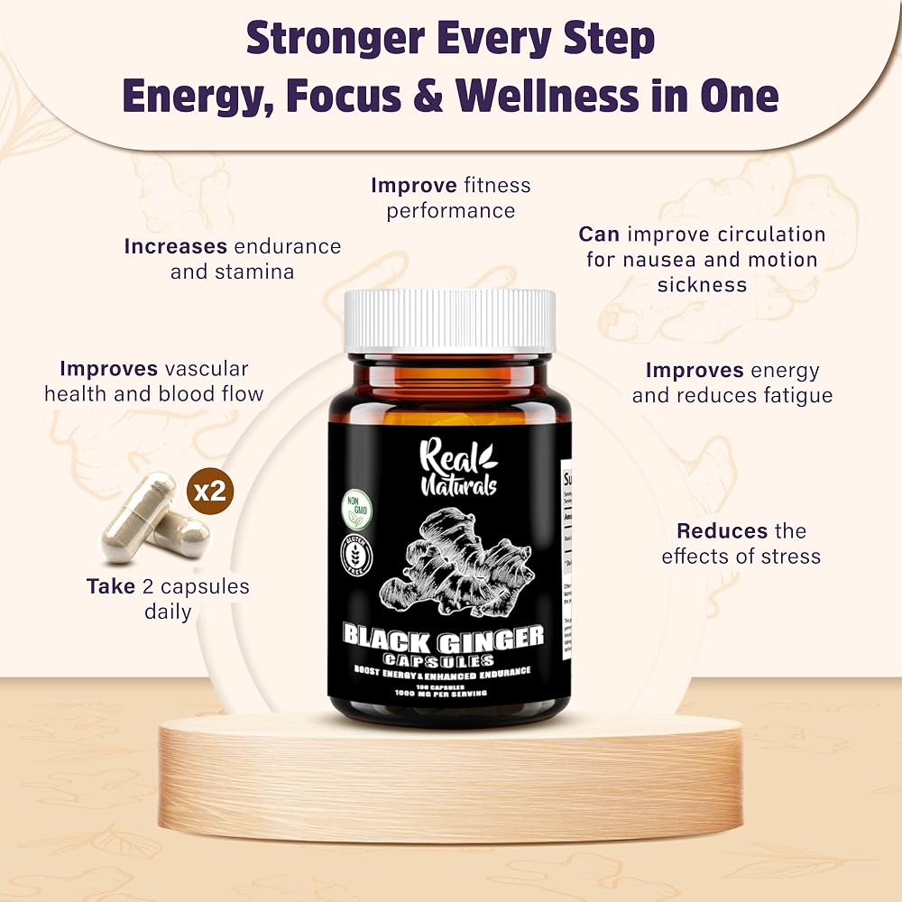 Real Naturals Black Ginger Extract 500 mg - 100 Capsules - image 2