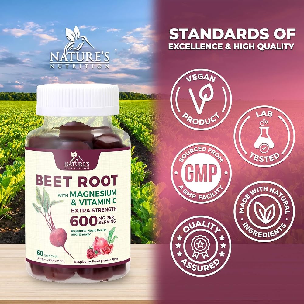 Nature's Nutrition Beet Root Gummies for Energy & Heart Health - 60 Gummies - image 4