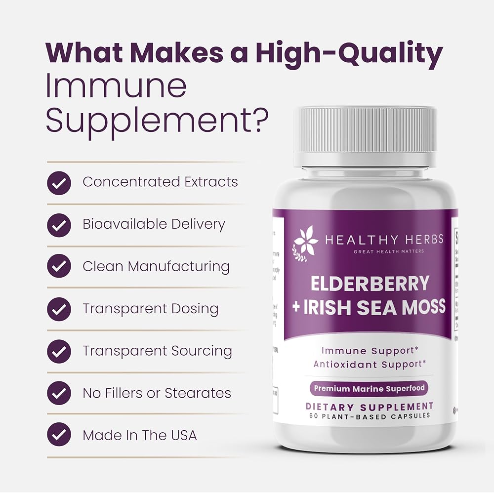 Healthy Herbs Wildcrafted Irish Sea Moss Capsules Advanced Superblend