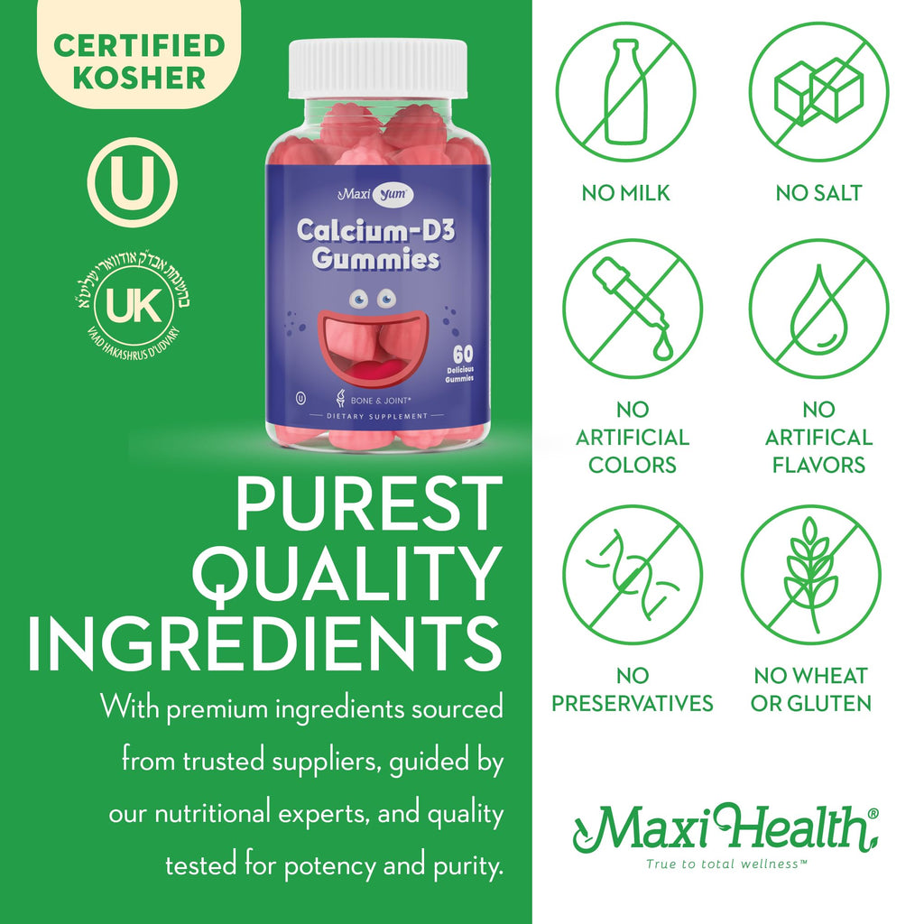 Maxi Health Calcium Gummies with Vitamin D3 - 60 Count - image 4