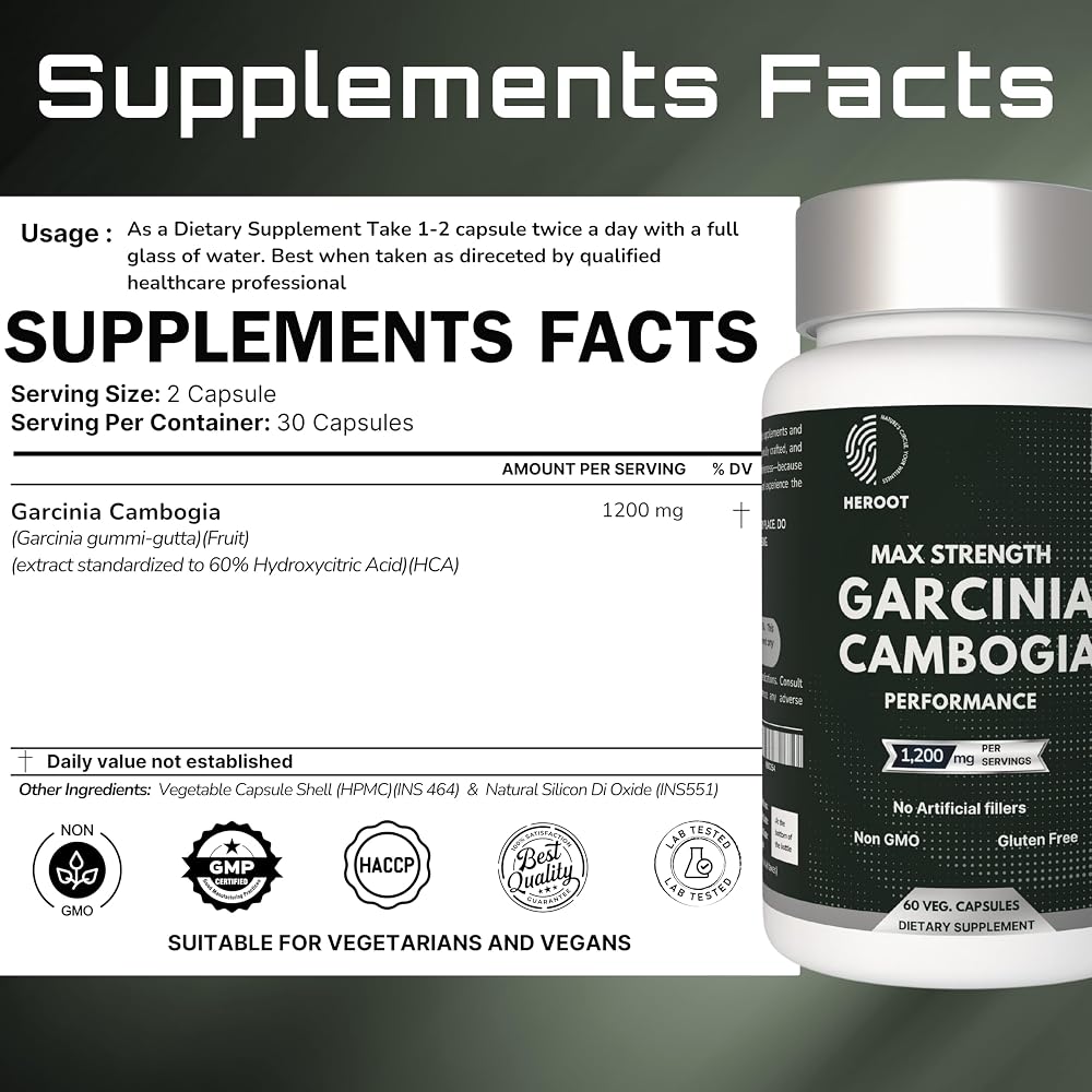 Heroot Garcinia Cambogia 500mg - 60 Capsules - image 6