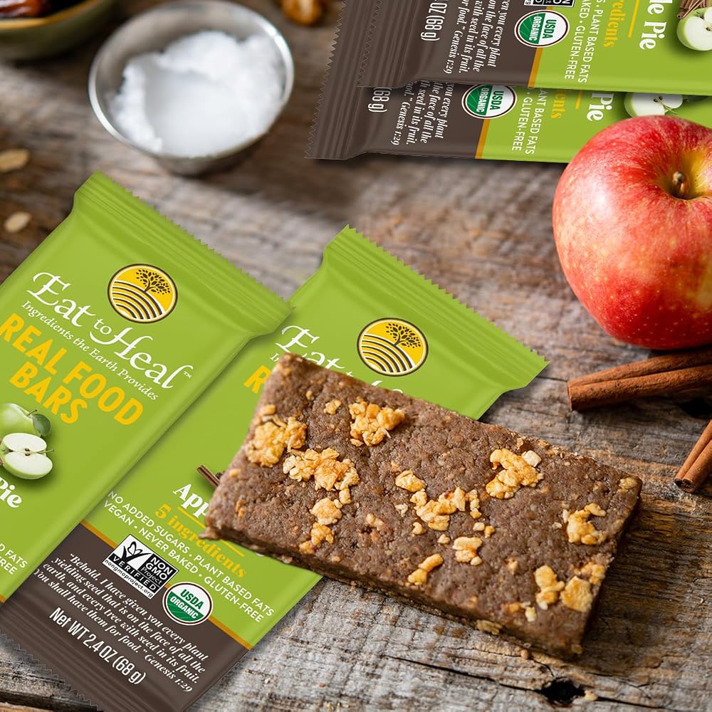 EatToHeal Apple Pie Real Food Bar Organic Dates & Oats - 10 Pack - image 3