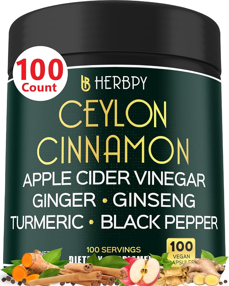 Herbpy Ceylon Cinnamon 6in1 with Apple Cider Vinegar - 100 Capsules