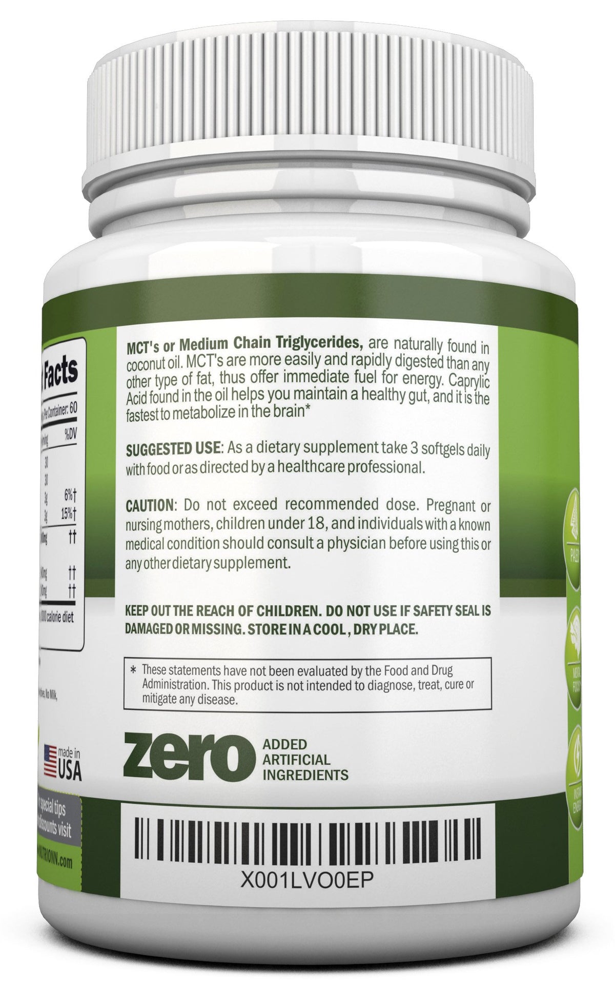 NutriONN MCT Oil 3000mg Per Serving - 180 Softgels - image 3