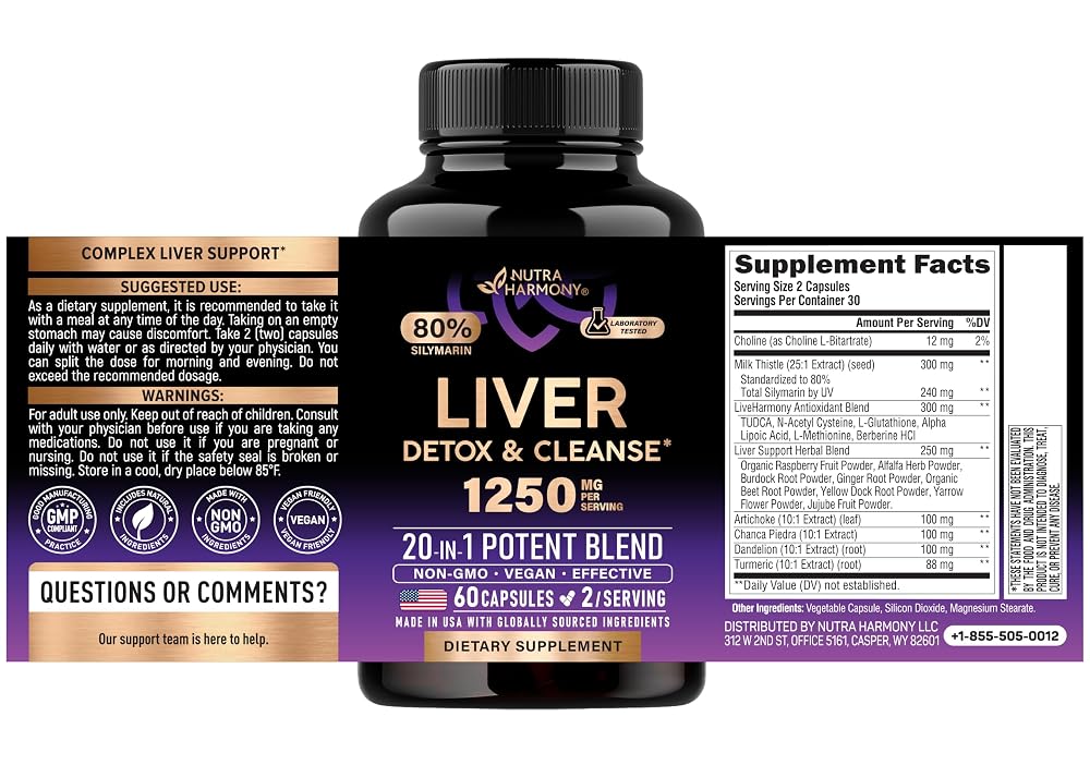 NUTRAHARMONY Liver Cleanse Detox & Repair - Milk Thistle