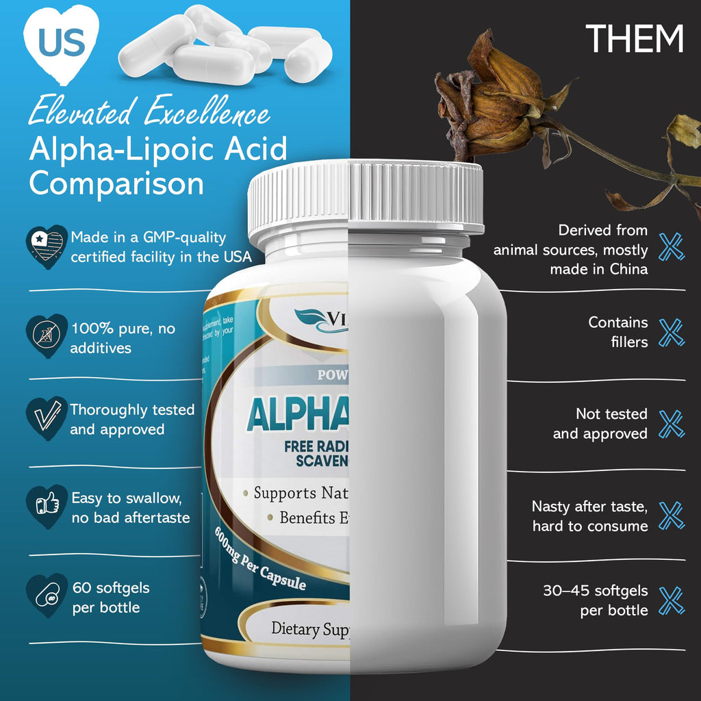 Vibraxlabs Alpha Lipoic Acid 600mg Vegetarian Capsules - 60 Count - image 5