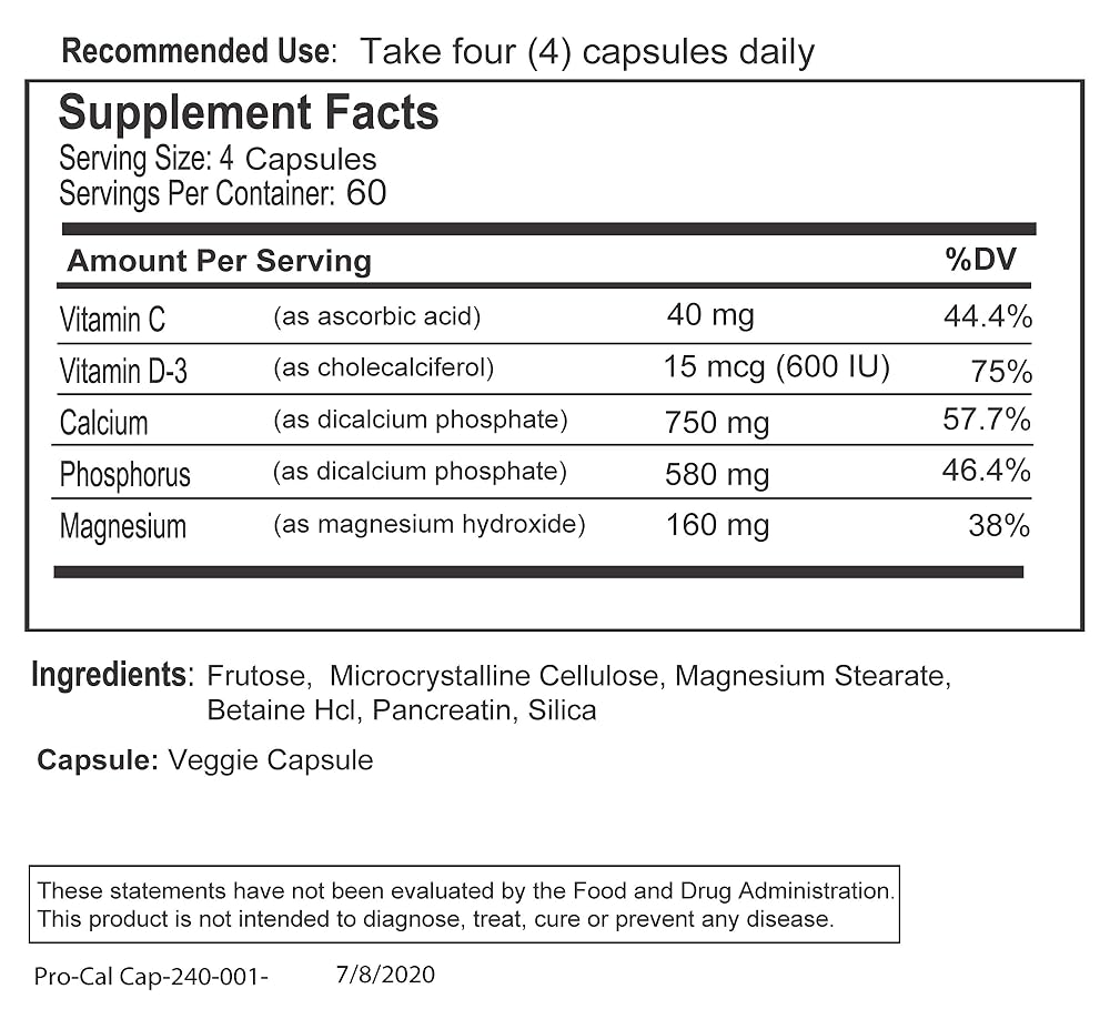 Biotek Pro-Cal Calcium Supplement for Bone Health - 240 Capsules - image 9