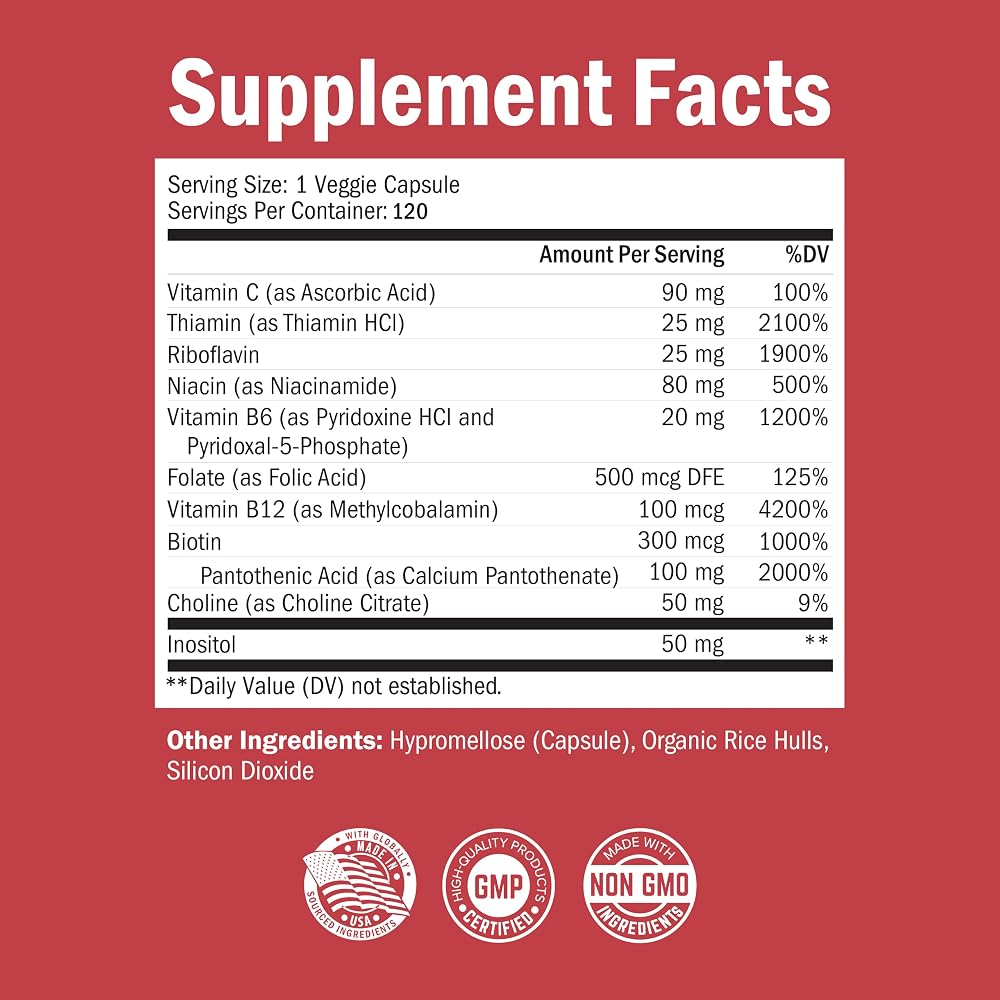 BioSchwartz Vitamin B Complex with Vitamin C - 120 Capsules - image 5