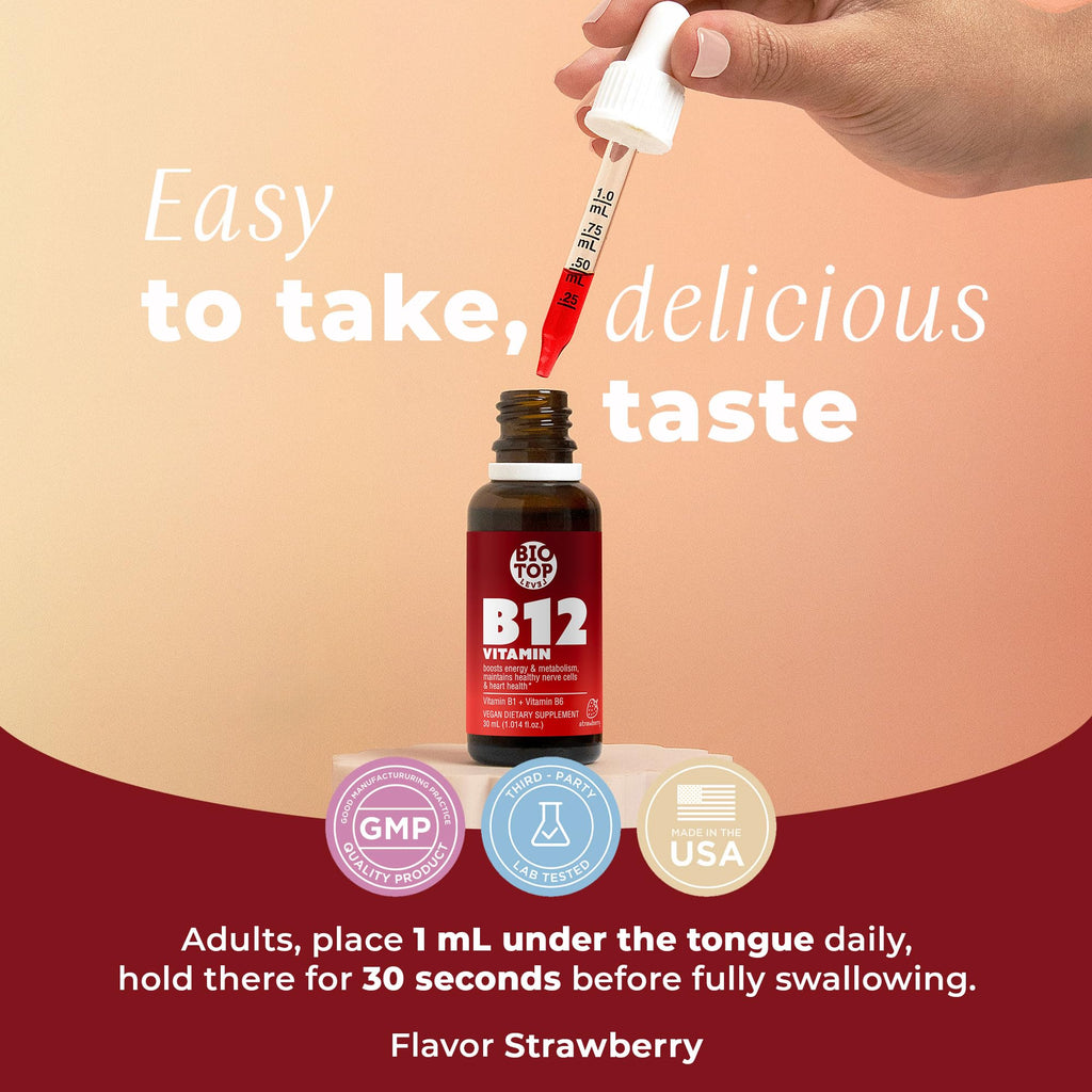 BIOTOPLEVEL Vitamin B12 Sublingual Liquid Drops 5000 mcg - 1.01 Fl Oz - image 6