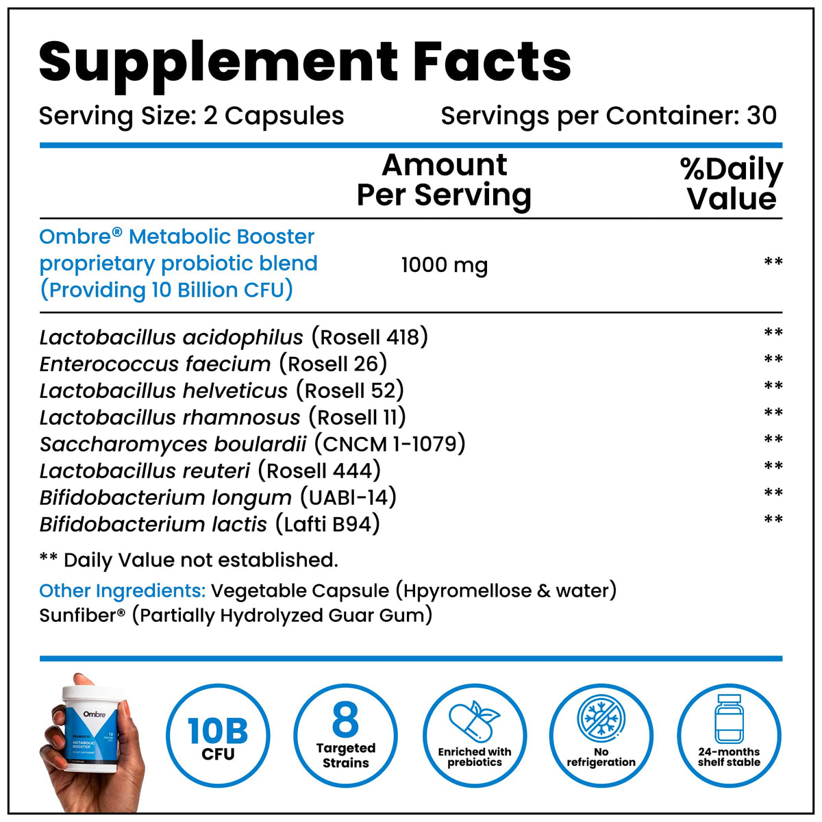 Ombre Metabolic Booster Probiotic - 10 Billion CFU - 30 Servings - image 4
