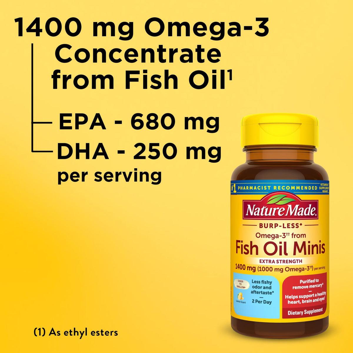 Nature Made Burp Less Fish Oil Omega-3 1400 mg - 60 Softgels - image 3