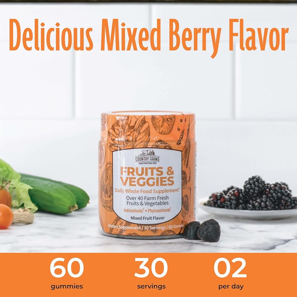 Country Farms Fruits and Veggies Gummies - 60 Count - image 6