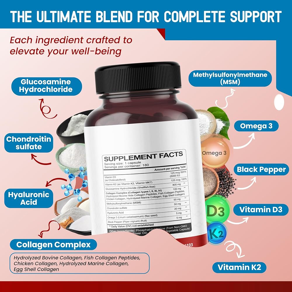 HarmoVira Liposomal Glucosamine 9-in-1 Joint Wellness - 180 Capsules - image 3