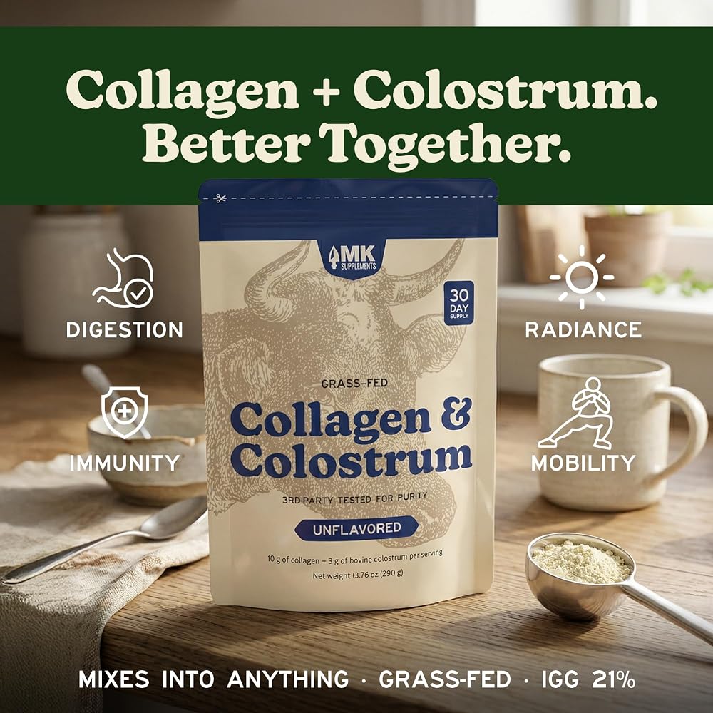 MK Supplements Grass-Fed Collagen & Colostrum Supplement