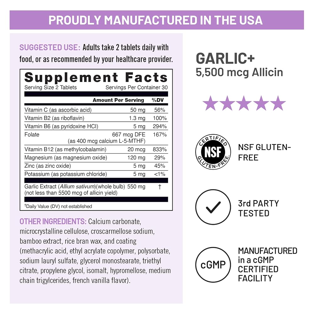 NatureWise Garlic Extract 5,500 mcg Allicin Supplement - 60 Tablets - image 4