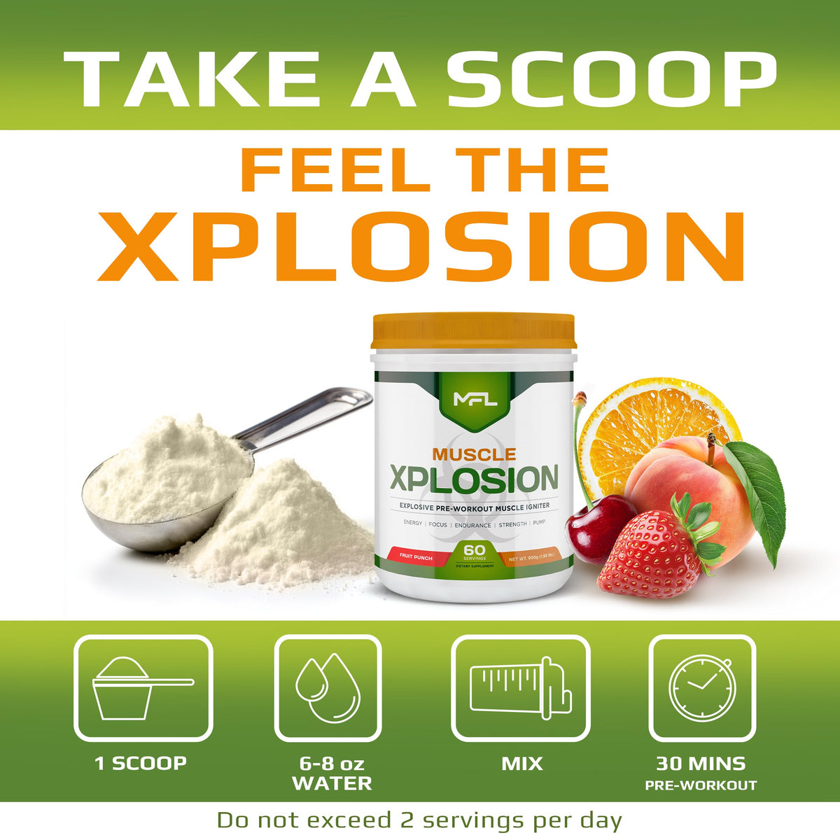 MUSCLE FOOD LABS Muscle Xplosion - PRE-Workout SWEETENED with STEVIA