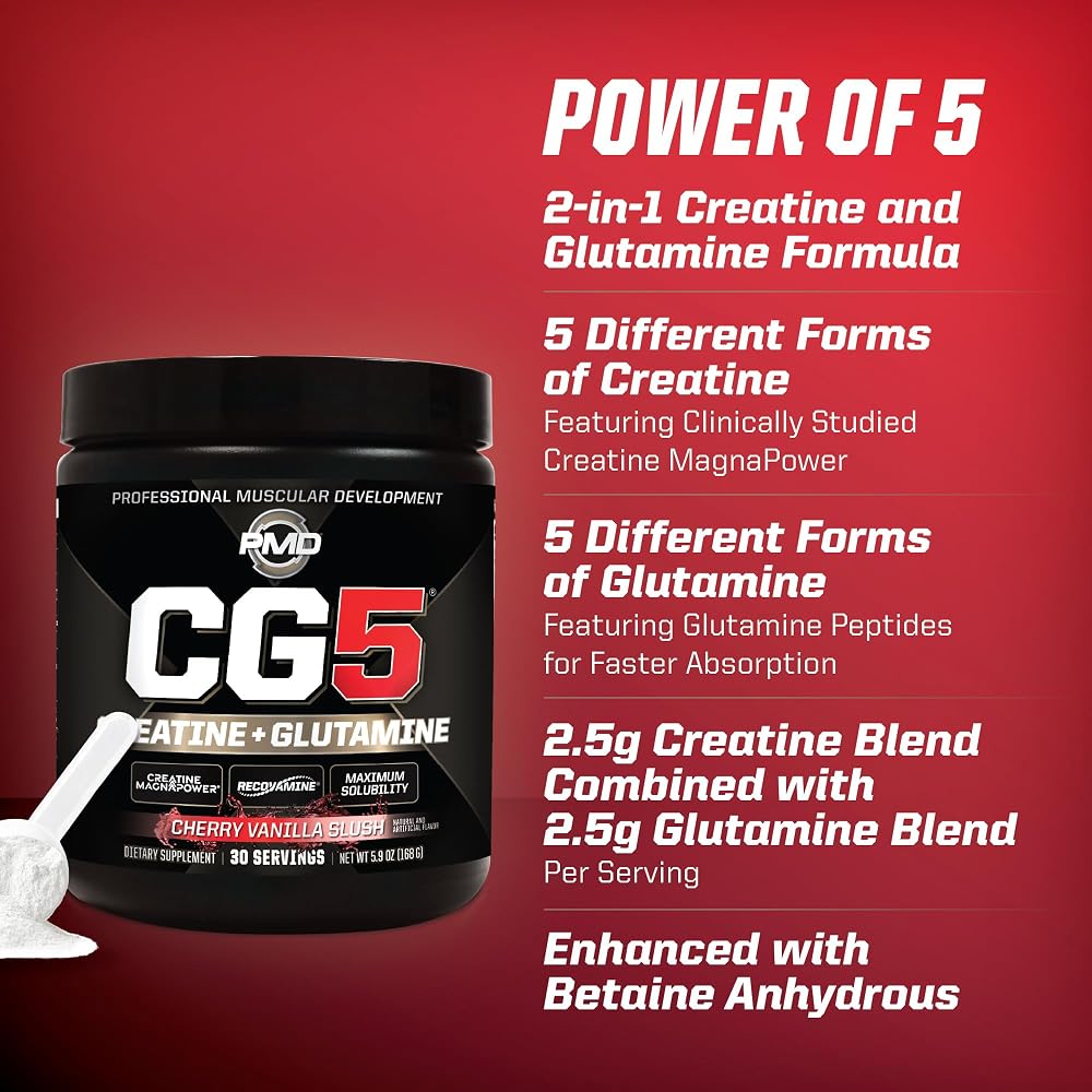 PMD Sports CG5 - Premium Creatine and L Glutamine Powder - Maximum