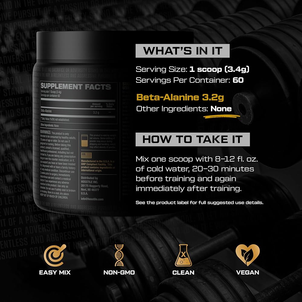 HOSSTILE Beta-Alanine Powder Pre-Workout - 60 Servings - image 3