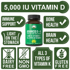 Peak Performance Vitamin D 5000 IU with Vitamin K - 60 Capsules - image 3
