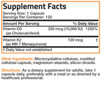 Bronson Vitamin K2 (MK7) with D3 Extra Strength Supplement Bone