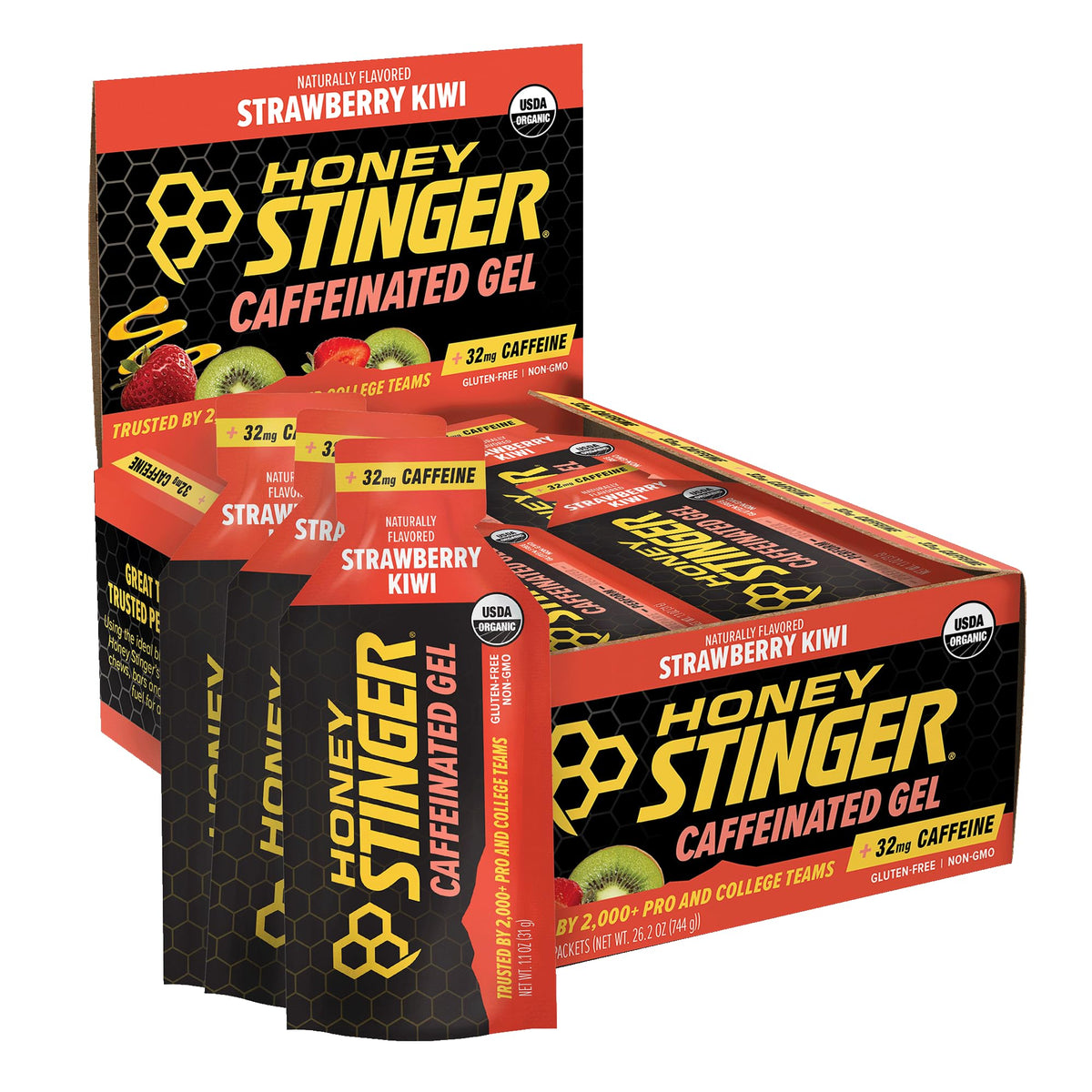 Honey Stinger Strawberry Kiwi Energy Gel Caffeinated - 24 Pack