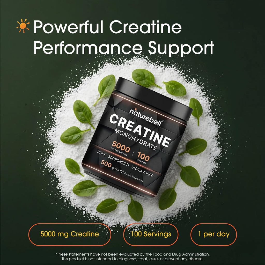 NatureBell Instant Creatine Monohydrate Powder 5,000mg Per Serving