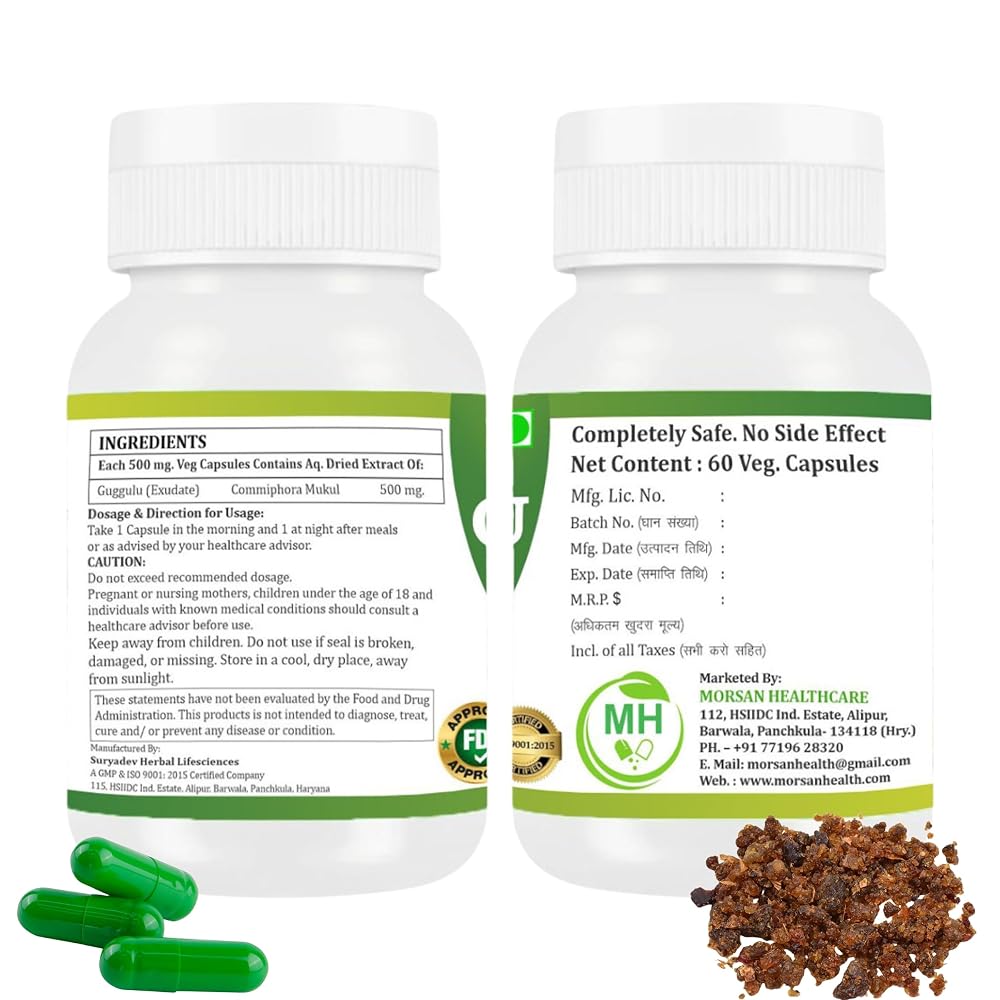 Morsan Healthcare Guggulu (Commiphora Mukul) 60 Capsules Pack