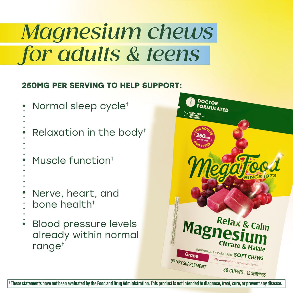 MegaFood Relax + Calm Magnesium Complex Grape - 30 Soft Chews - image 3