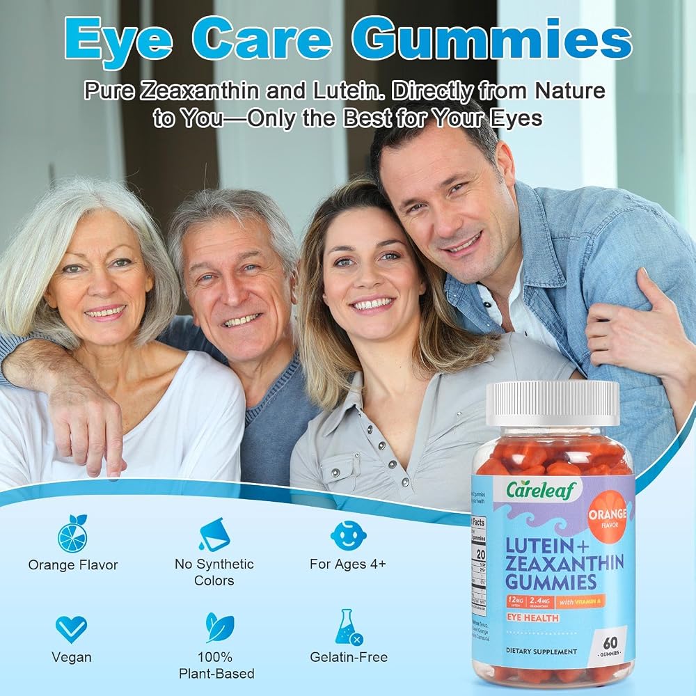 careleaf Vegan Lutein and Zeaxanthin Gummies for Eye Health - 60 Gummies - image 4