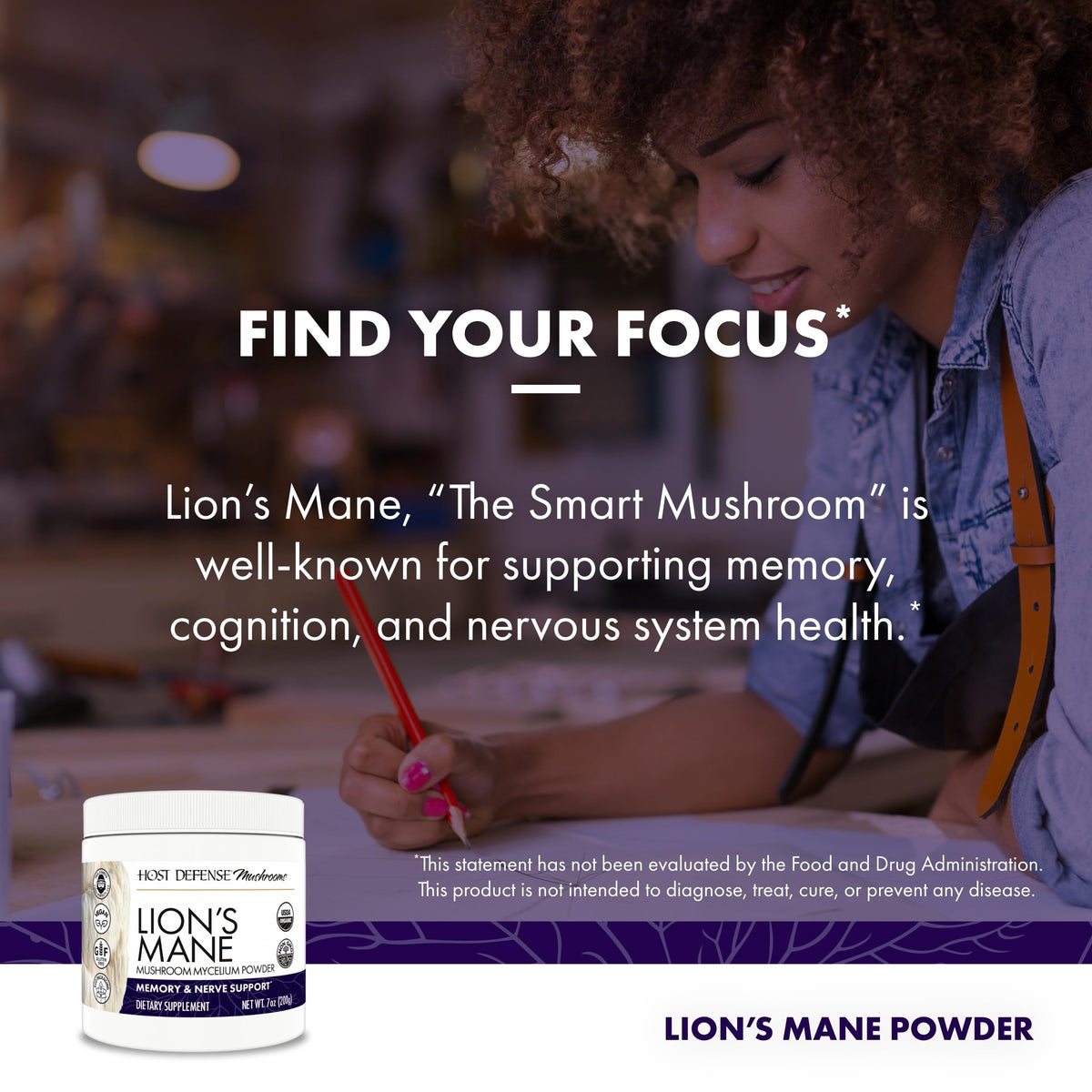 Host Defense Lion's Mane Powder for Brain Support - 7 oz - image 5