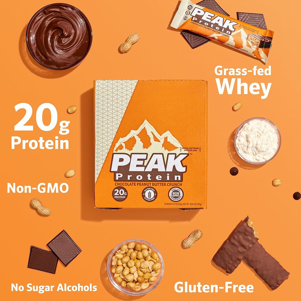 PEAK PROTEIN BARS - Natural - Grass-Fed Whey - 20G Protein - Non-GMO