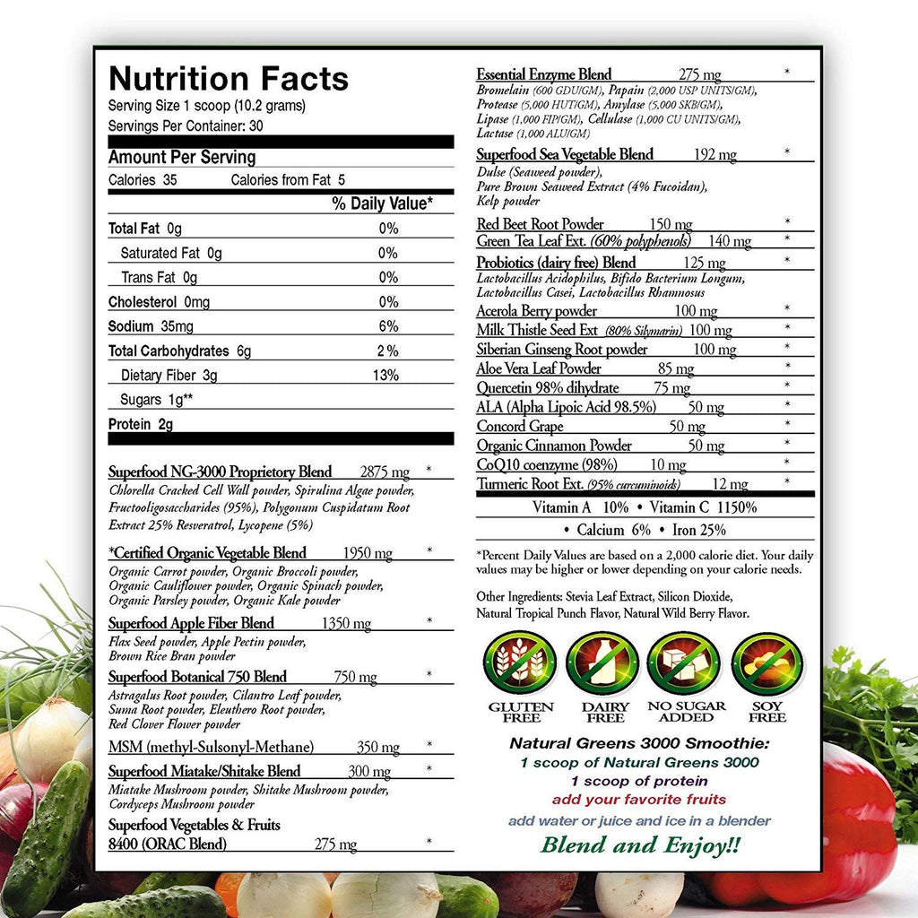 Doctors Nutra Natural Greens Powder Super Food Mix - 306g - image 3
