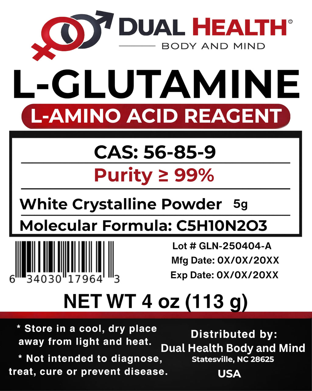 Dual Health L-Glutamine Pure Powder 5000mg - 4 oz - image 2
