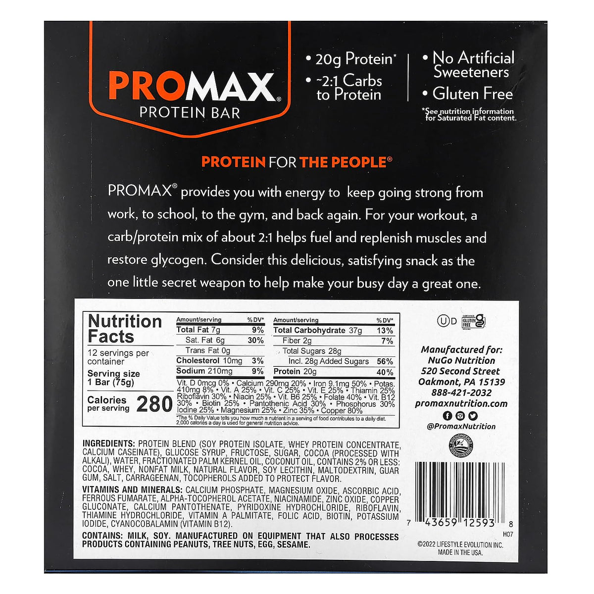 Promax Energy Bar Double Fudge Brownie - 12 Bars - image 2