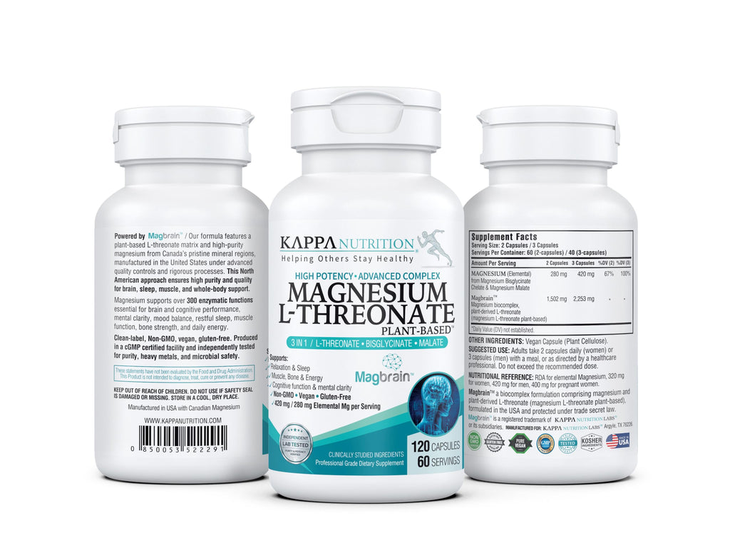 KAPPA NUTRITION Magnesium L-Threonate Plant-Based 3 in 1