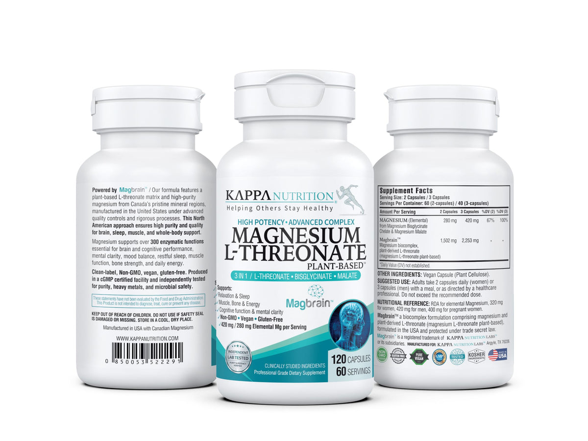KAPPA NUTRITION Magnesium L-Threonate Plant-Based 3 in 1