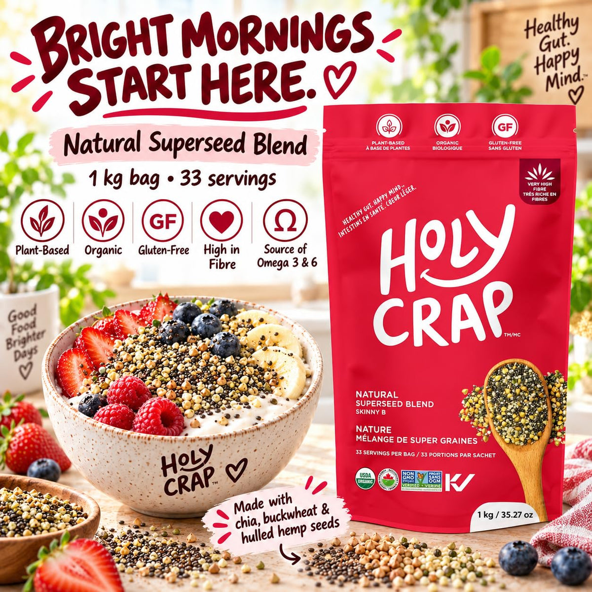 Holy Crap Natural Superseed Cereal High-Fiber Breakfast - 1 kg - image 2