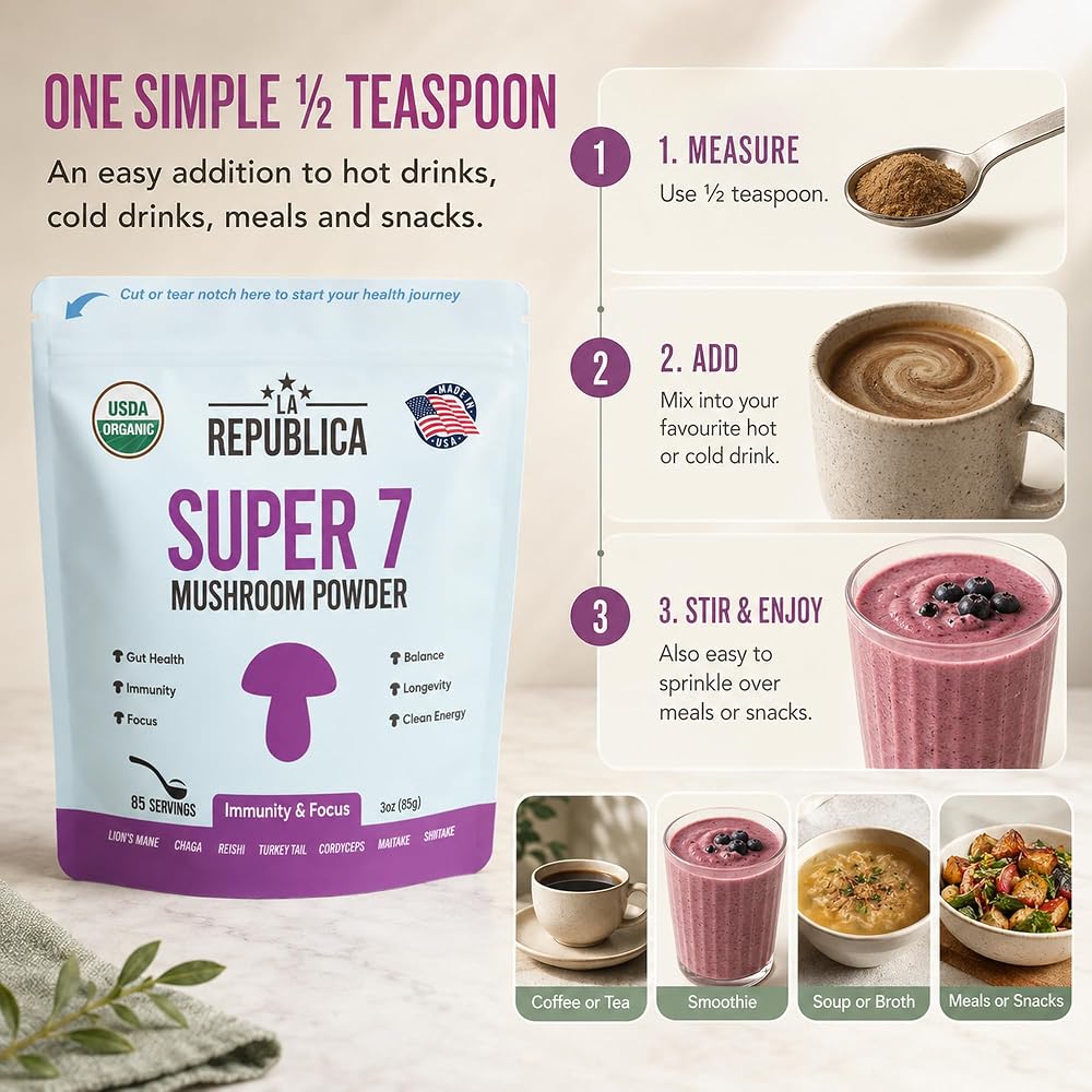 LRLA Superfoods Super 7 Mushroom Powder Blend - 3 oz - image 5